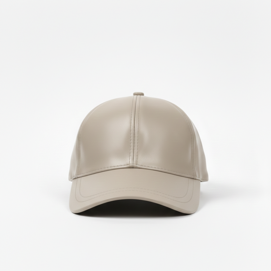 TELLARO Leather Baseball Cap - Beige
