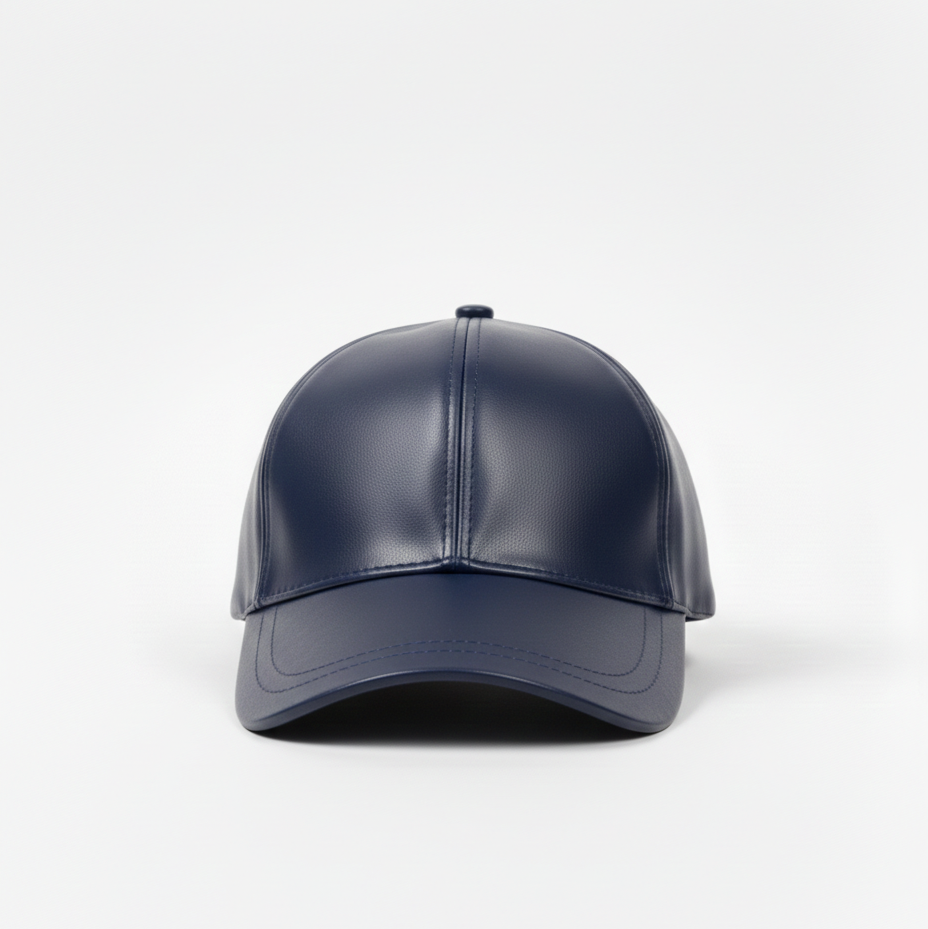 TELLARO Leather Baseball Cap - Navy