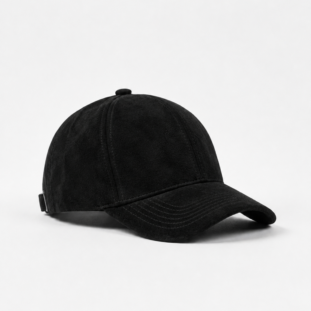 Tellaro Black Suede Baseball Cap - angled view