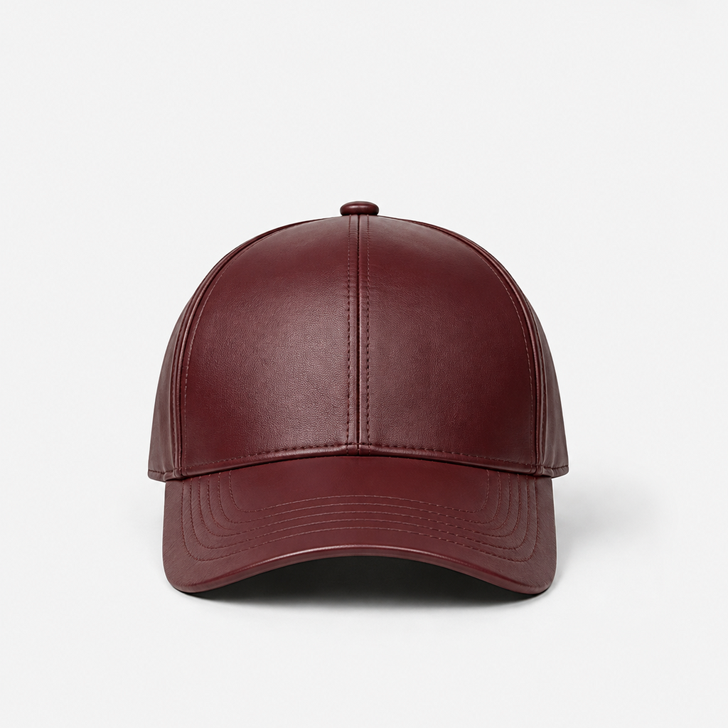 Tellaro Wine Leather Baseball Cap - front view