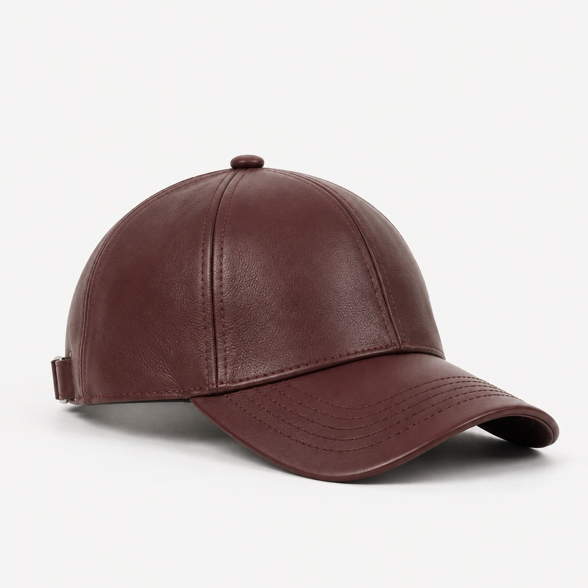 Tellaro Wine Leather Baseball Cap - angled view