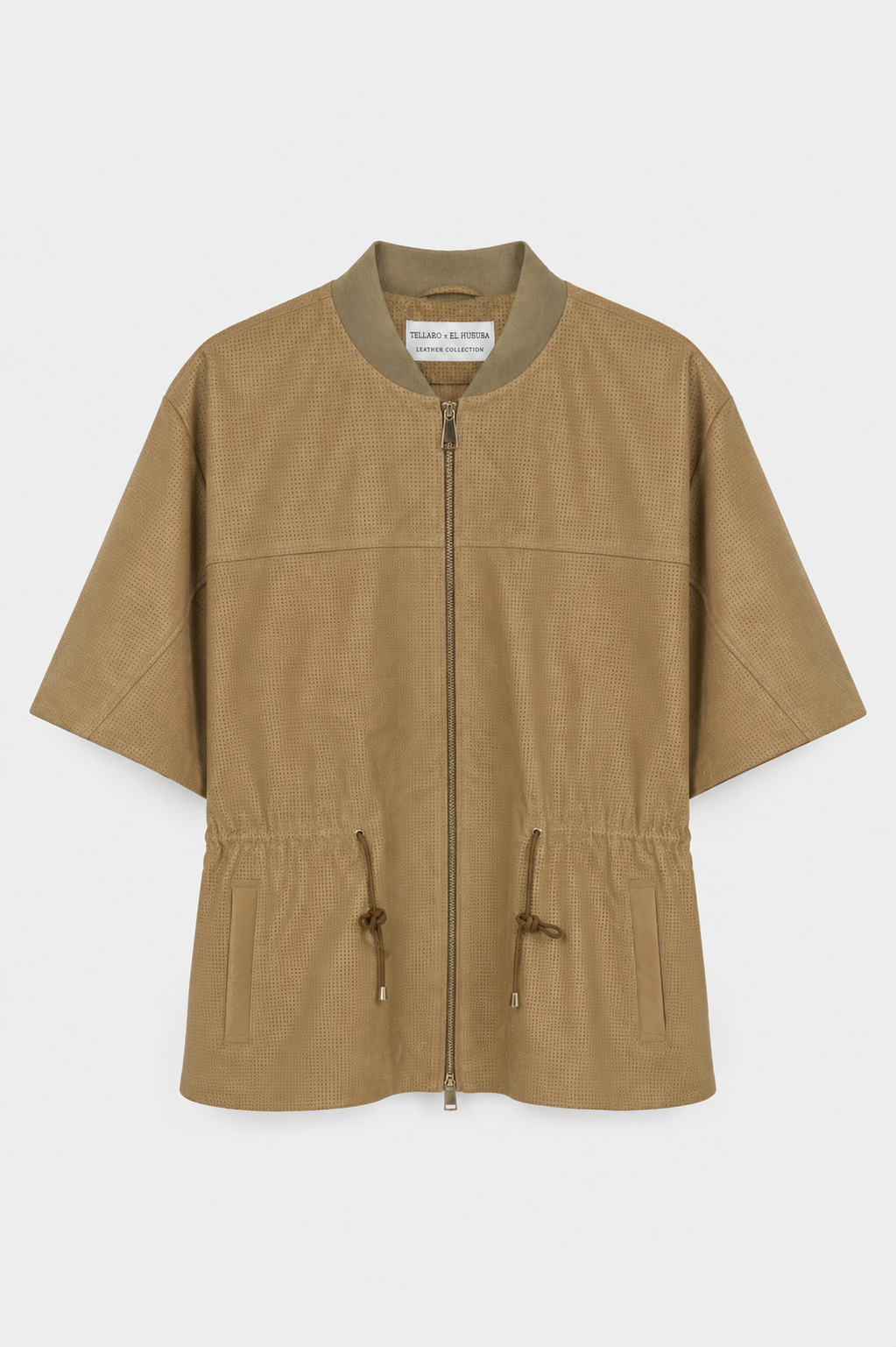 Forato Leather Jacket - Beige