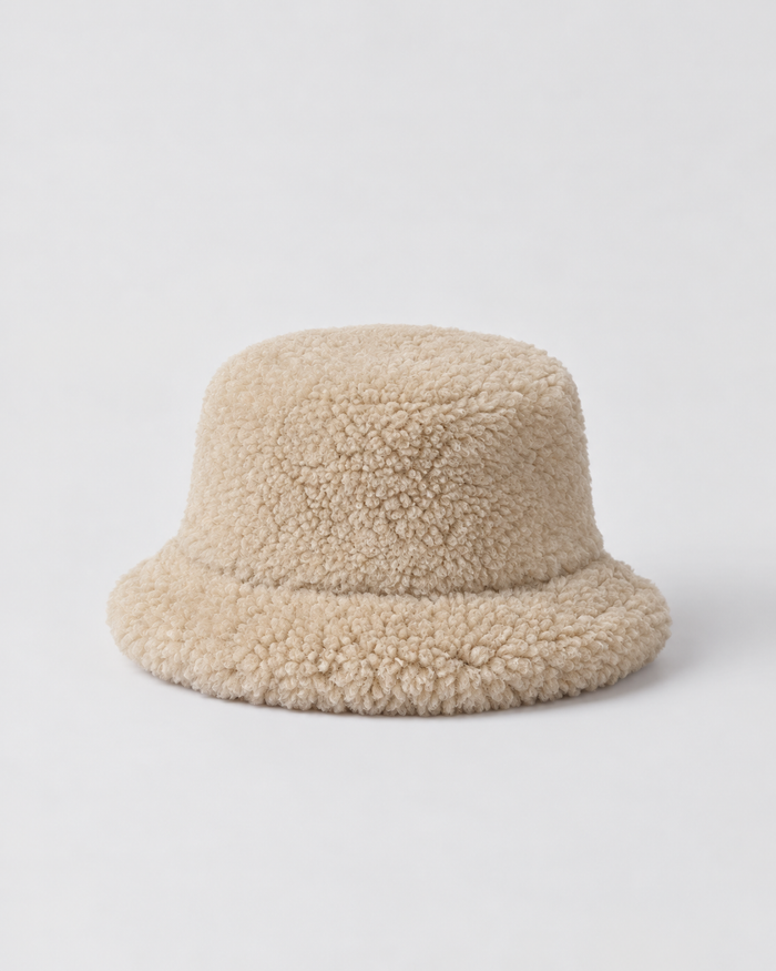 Fur Bucket Hat - Beige