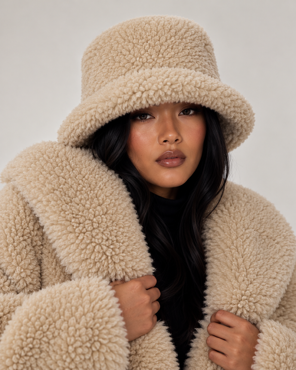 Fur Bucket Hat - Beige