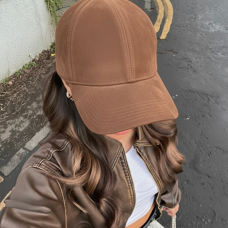 TELLARO Suede Leather Baseball Cap - Brown