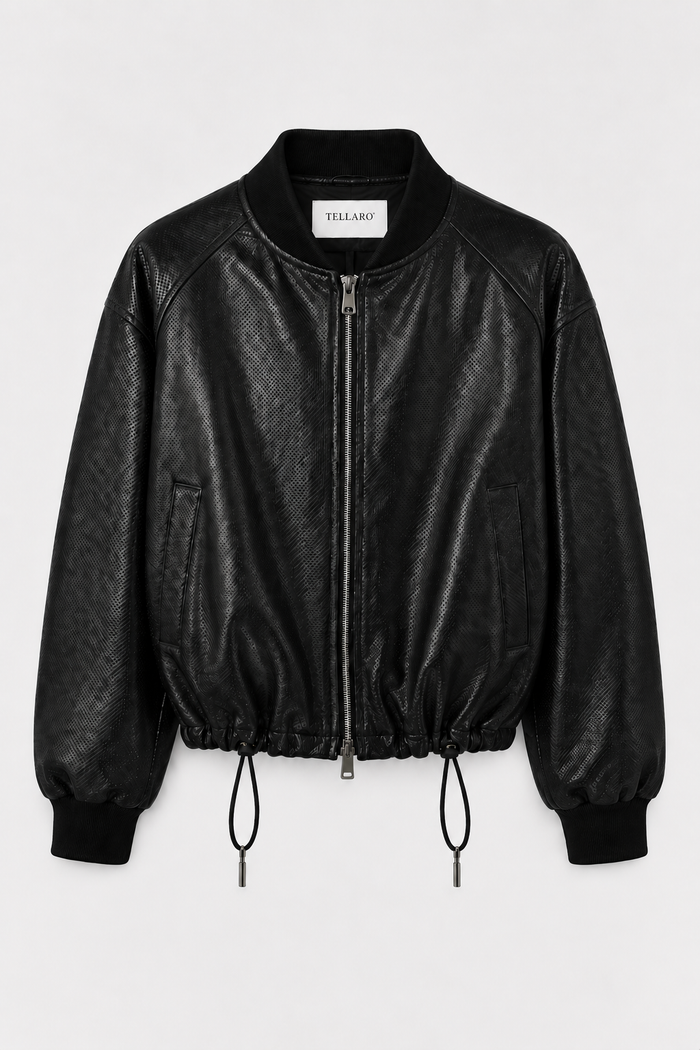 Perforato Leather Jacket - Black