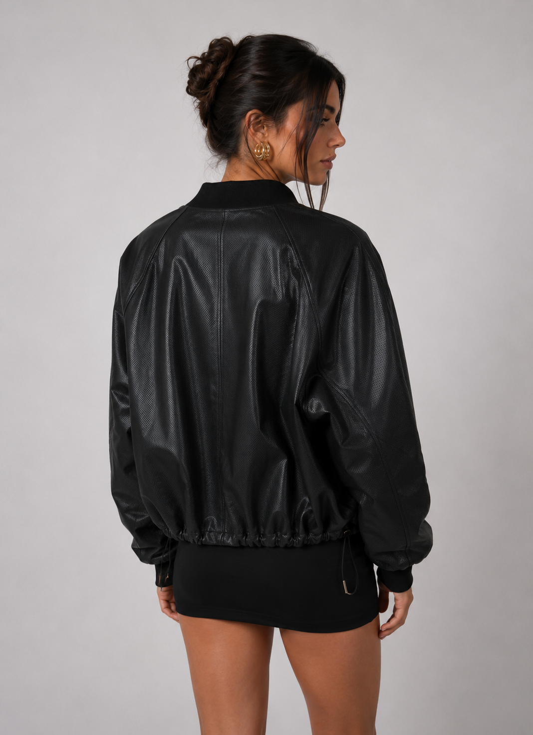 Perforato Leather Jacket - Black