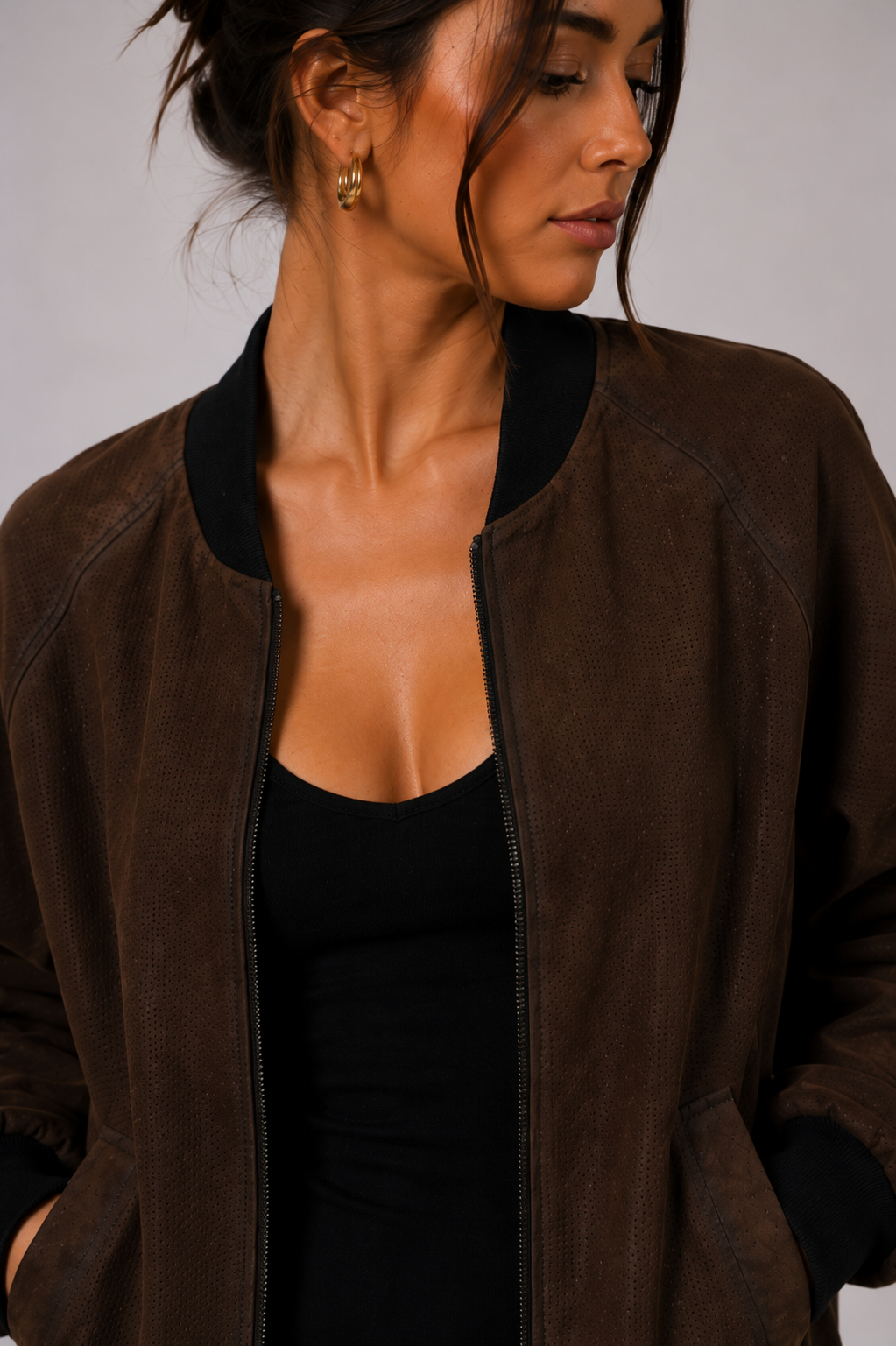 Perforato Leather Jacket - Brown
